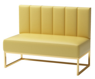 Golden base green PU leather booth seating sofa