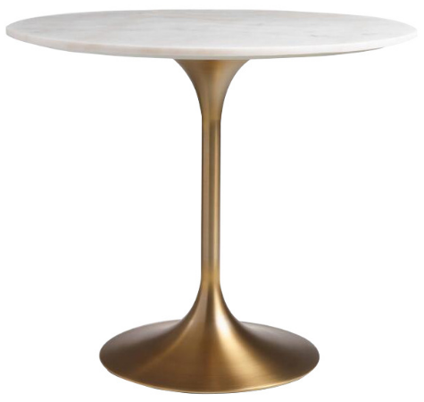 Marble top brush gold stainless steel base dining table