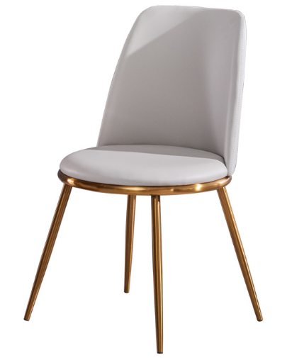 Brush gold stainless steel legs PU leather dining chair