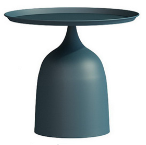 Peacock Blue powder coated metal round coffee table