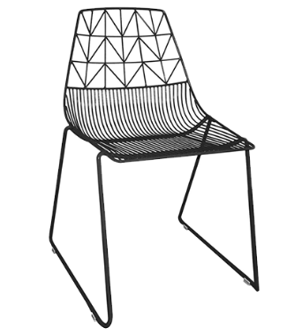 Black powder coated Metal Wire Dining Chair