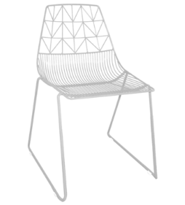 Stackable White powder coated Metal Wire Dining Chair
