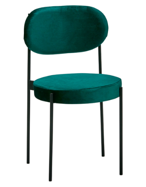 Black metal legs emerald green velvet dining chair