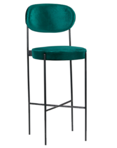 Black metal legs emerald green velvet bar chair