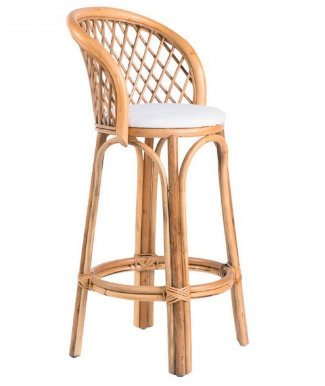 Natural rattan white bar stool