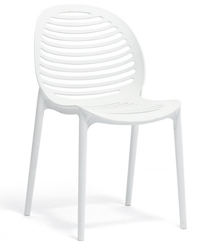 All weather white stackable plastic dining chair