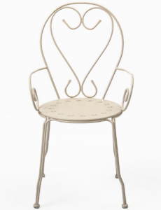 White powder coated metal bistro chair