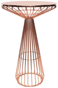 Rose gold/copper bar high table wire cocktail table