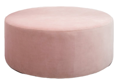 Large Blush Pink Velvet Round Ottoman
