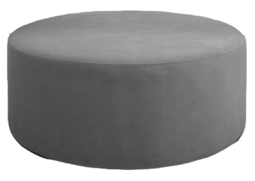 Large Gray Velvet Round Ottoman