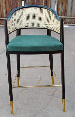 Restaurant wooden cane barstool chair