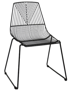 Black metal arrow wire dining chair