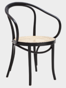 Black bentwood thonet woven cane armchair