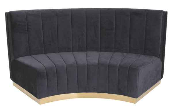 Sectional lounge sofa curved velvet gold base booth seating