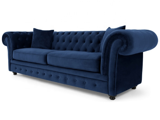 Blue velvet tufted sofa for wholesale