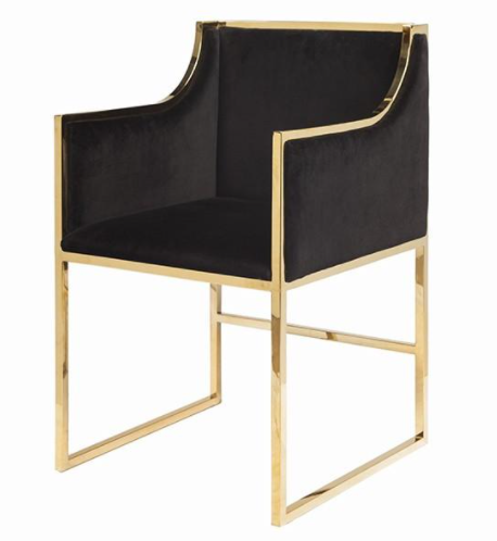 Brass gold frame navy blue velvet dining chair