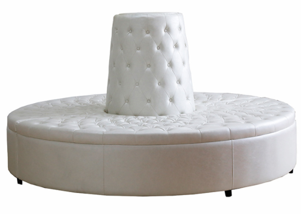 White PU leather silver metal base Donut ottoman lounge sofa