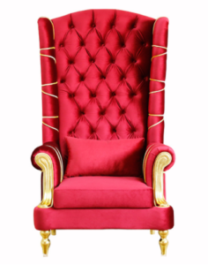 High back red velvet wooden legs upholstered lounge chair