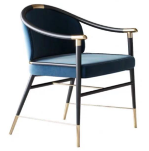 Modern design metal legs blue velvet armchair
