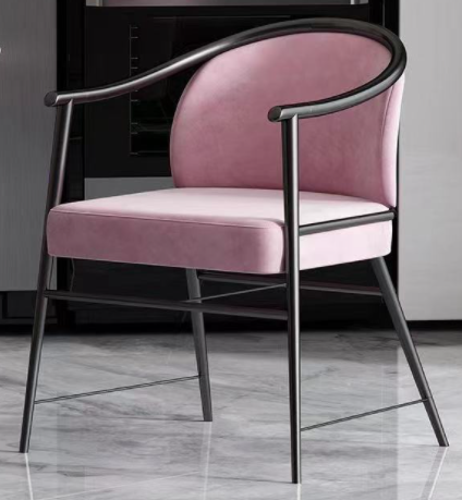 Modern design metal legs blush pink velvet armchair
