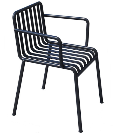 Black aluminum stacking outdoor cafe armchair