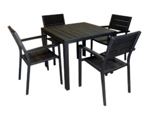 5pcs set aluminum polywood outdoor cafe set