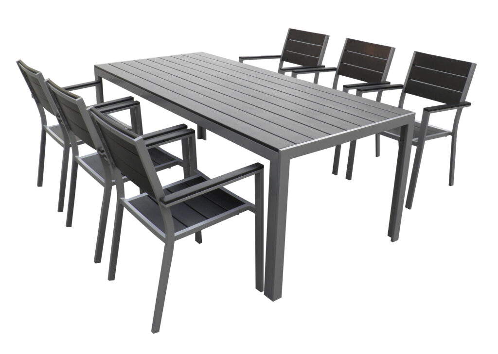 7pcs set aluminum polywood outdoor dining set