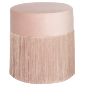 Blush pink round fringe ottoman