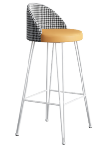White metal hairpin legs orange PU seat bar stool