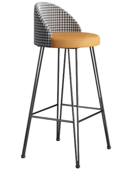 Black metal hairpin legs black PU seat bar stool