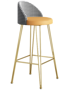 Gold plated metal hairpin legs orange PU seat bar stool