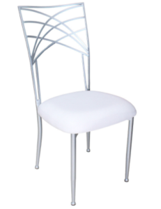 Silver metal frame wedding chair with removable seat cushion