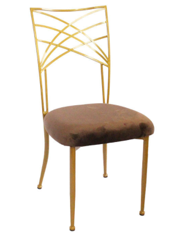 Gold metal frame dining chair with removable seat cushion for wedding