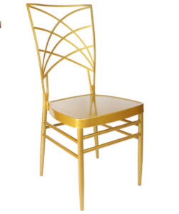 Gold powder coating metal cross back chair