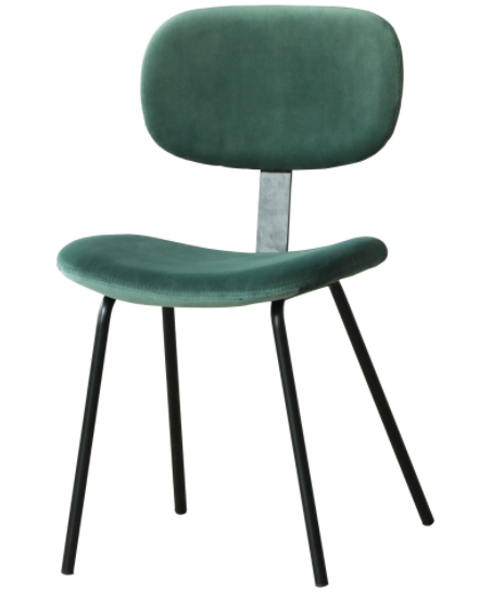 Modern chair metal legs emerald green velvet dining chair