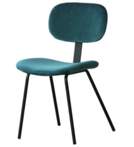 Modern chair metal legs blue velvet dining chair