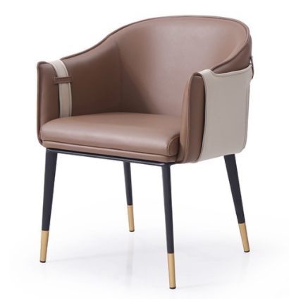 Modern chair metal legs blue PU leather dining chair