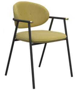 Modern chair black metal frame velvet upholstered dining chair