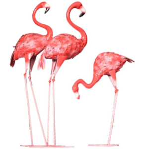 Pink metal Flamingos accessory for garden decoration
