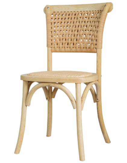 Beech wood stackable rattan dining chair in natural