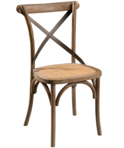 Vintage look solid wood stackable cross back dining chair