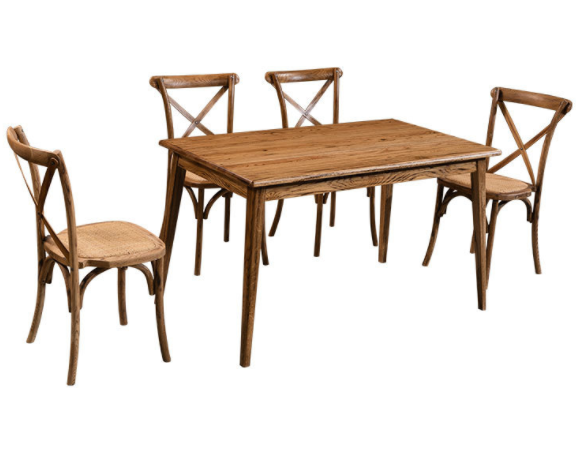 Vintage look oak wood rectangle dining table