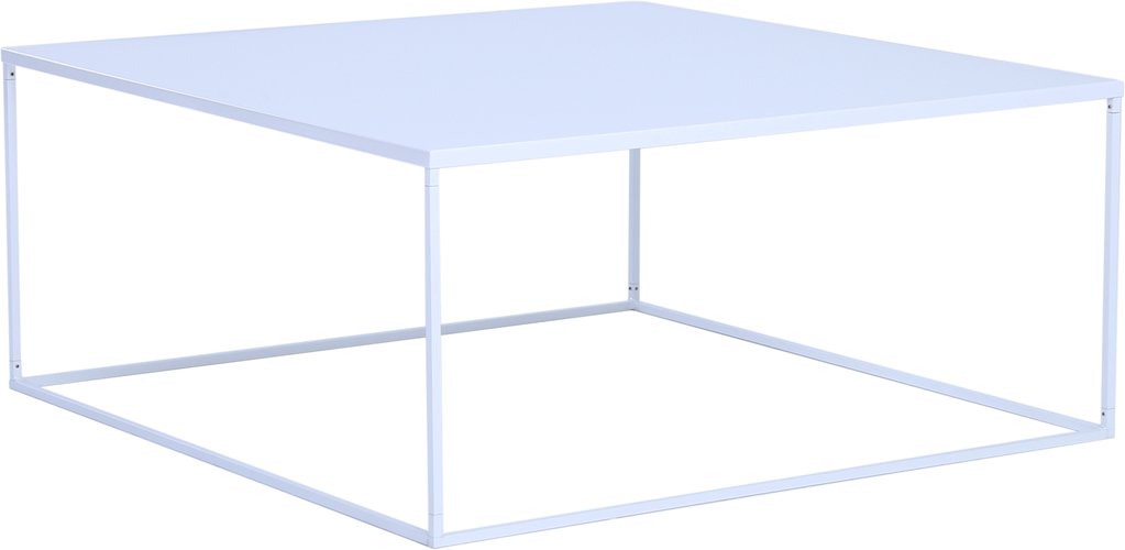 White powder coated metal square coffee table