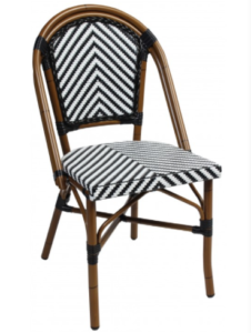 Aluminum Frame Black/white Rattan French Bistro Cafe Chairs