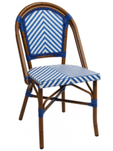 Aluminum Frame White/blue Rattan French Bistro Cafe Chairs