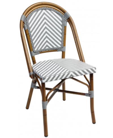 Aluminum Frame White/gray Rattan French Bistro Cafe Chairs
