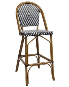 Aluminum Frame French Bistro Rattan Bar Chair