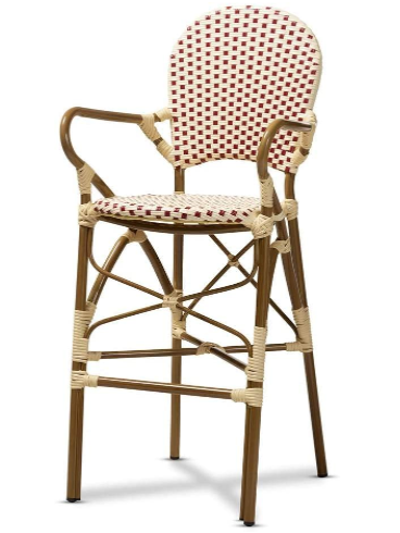 Classic French Indoor and Outdoor Bamboo Style Stackable Bistro Bar Stool