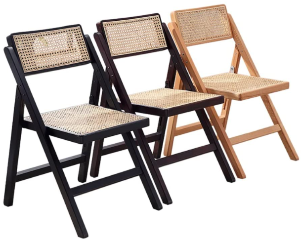Natural beech wood folding cane chair