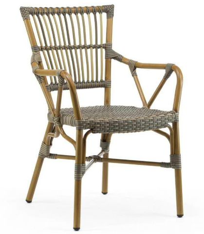 Outdoor French Bistro White/gray Rattan Restaurant Chairs